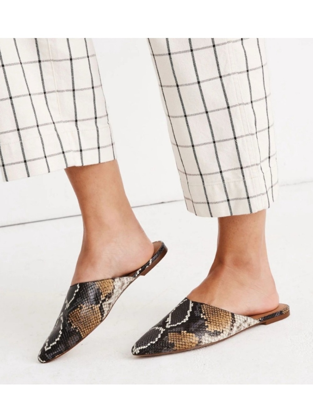 Madewell Remi Mule Leather Sandals Snake Embossed Print Size 9